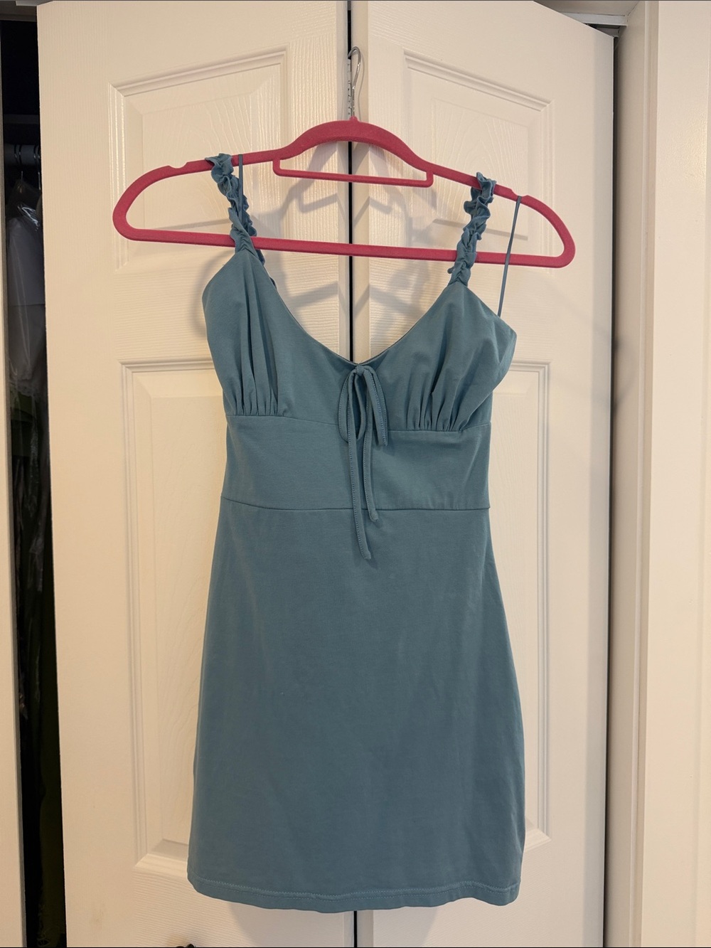 superdown Teal Blue Mini Dress with Twisted Straps